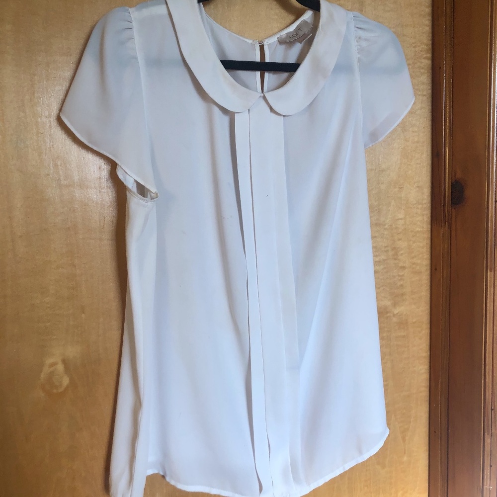 scallop neck white top
